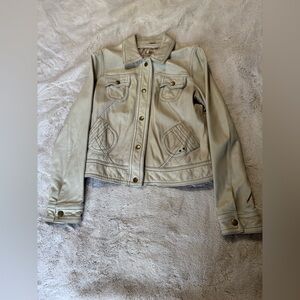 Wilsons cream 100% leather western style jacket. Cottage core. Size L